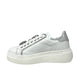 Sneaker bianca in pelle con bottoni strass -607ACCL