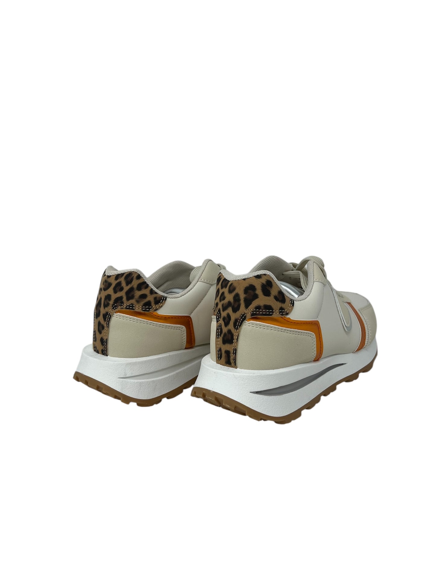 Sneakers tessuto beige tallonetta maculata -SD9486