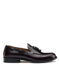Mocassino con nappe in pelle abrasivato bodeaux scuro -9020BO
