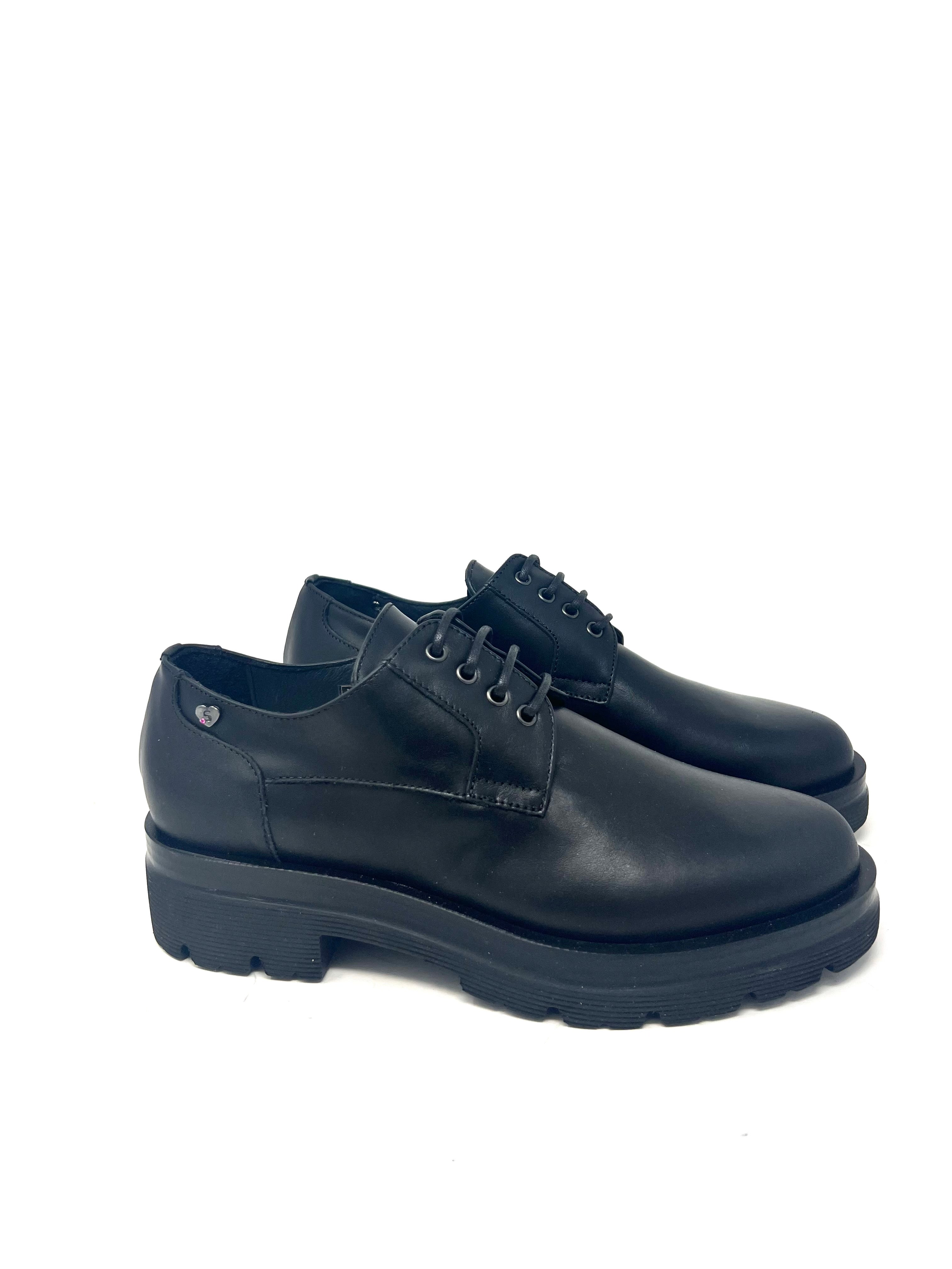 Francesina con lacci in pelle nero -RZ40A5N