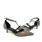 Slingback tacco 3cm cinturini incrociati taupe -2389C