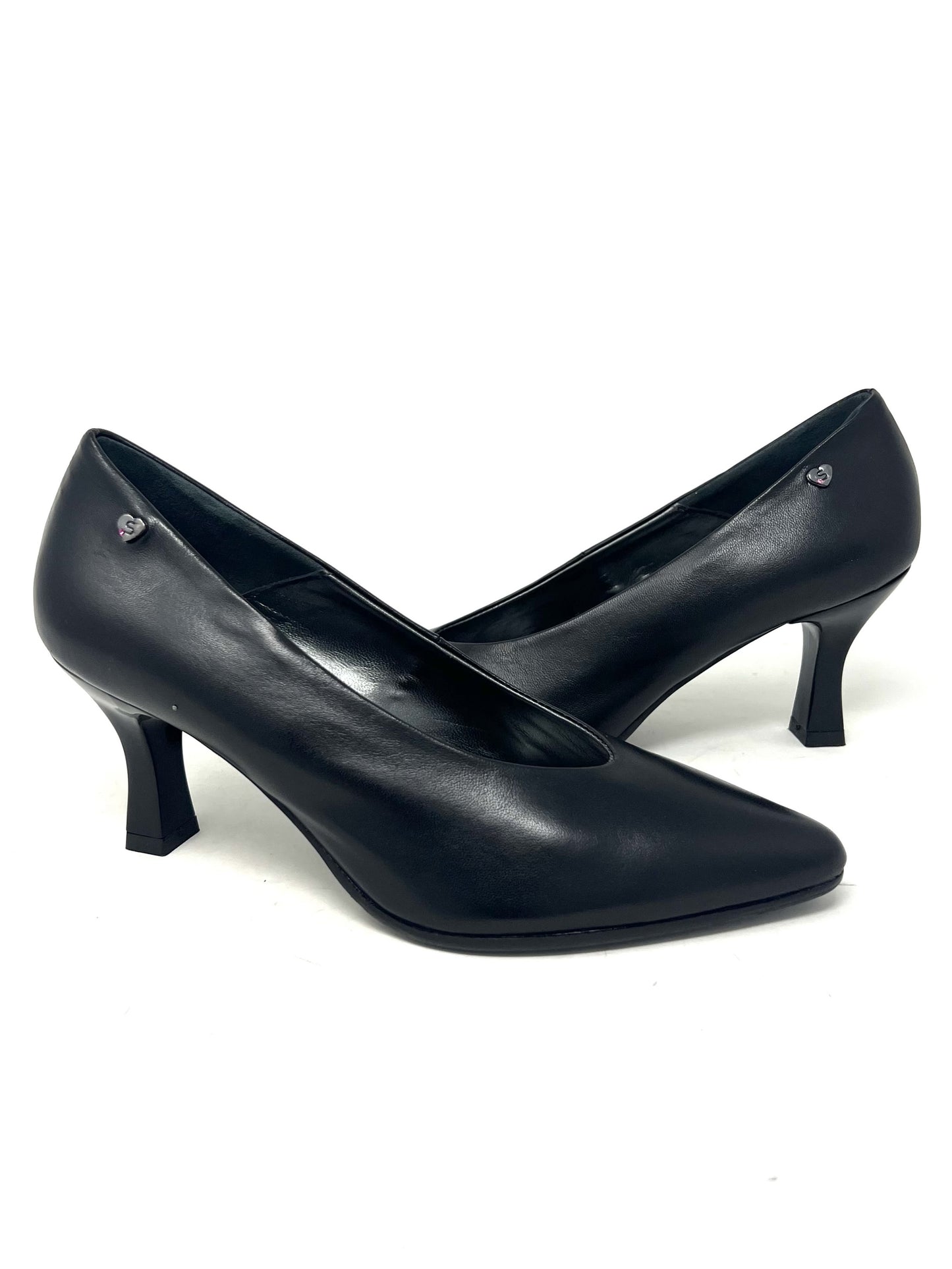 Decolletè scollo uovo pelle nero -P61A3N