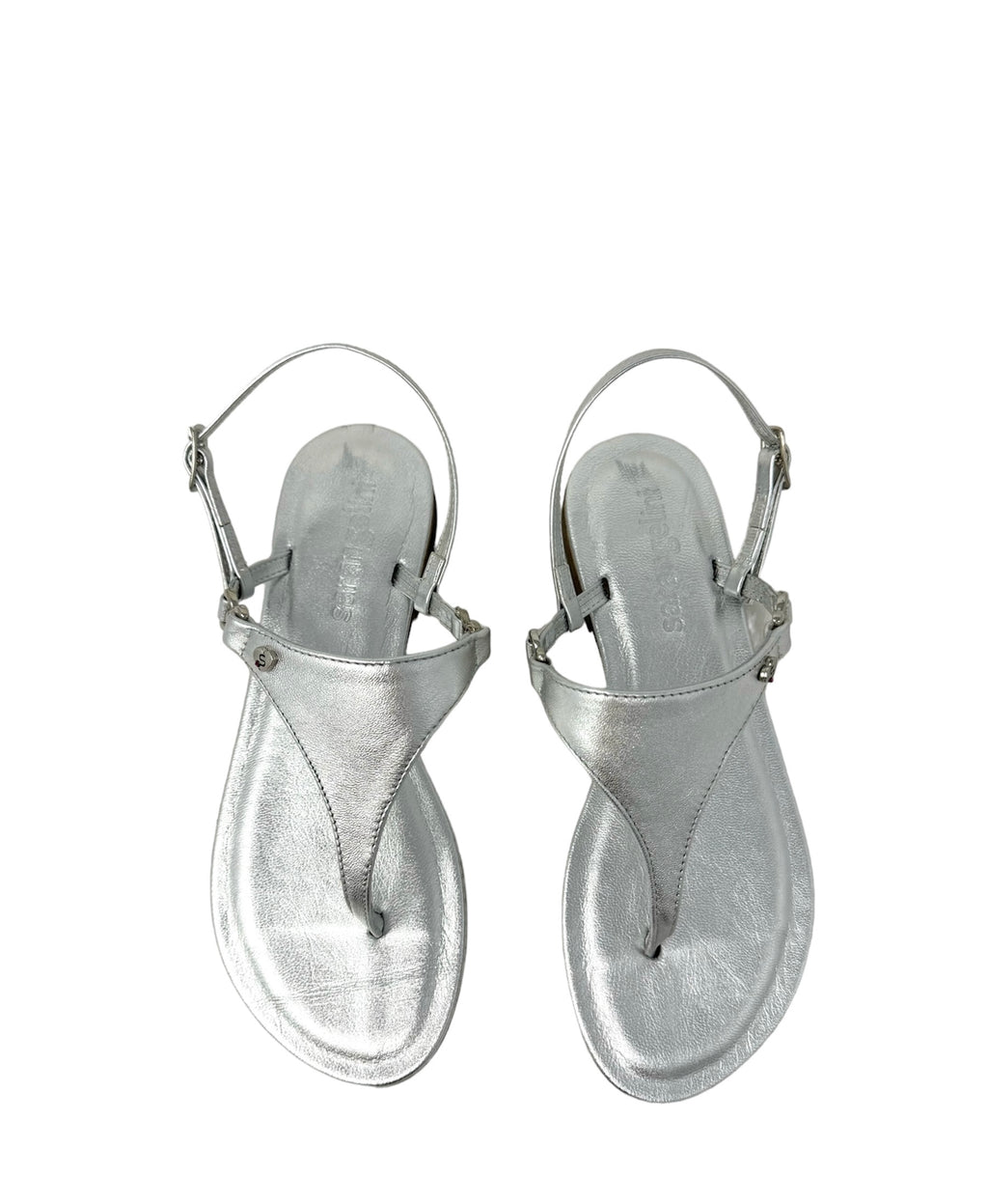 Sandalo in pelle laminato argento -A102AR