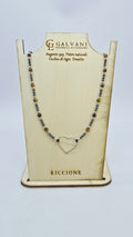 Collana occhio di tigre in argento 925 con pietre naturali ematite v_754