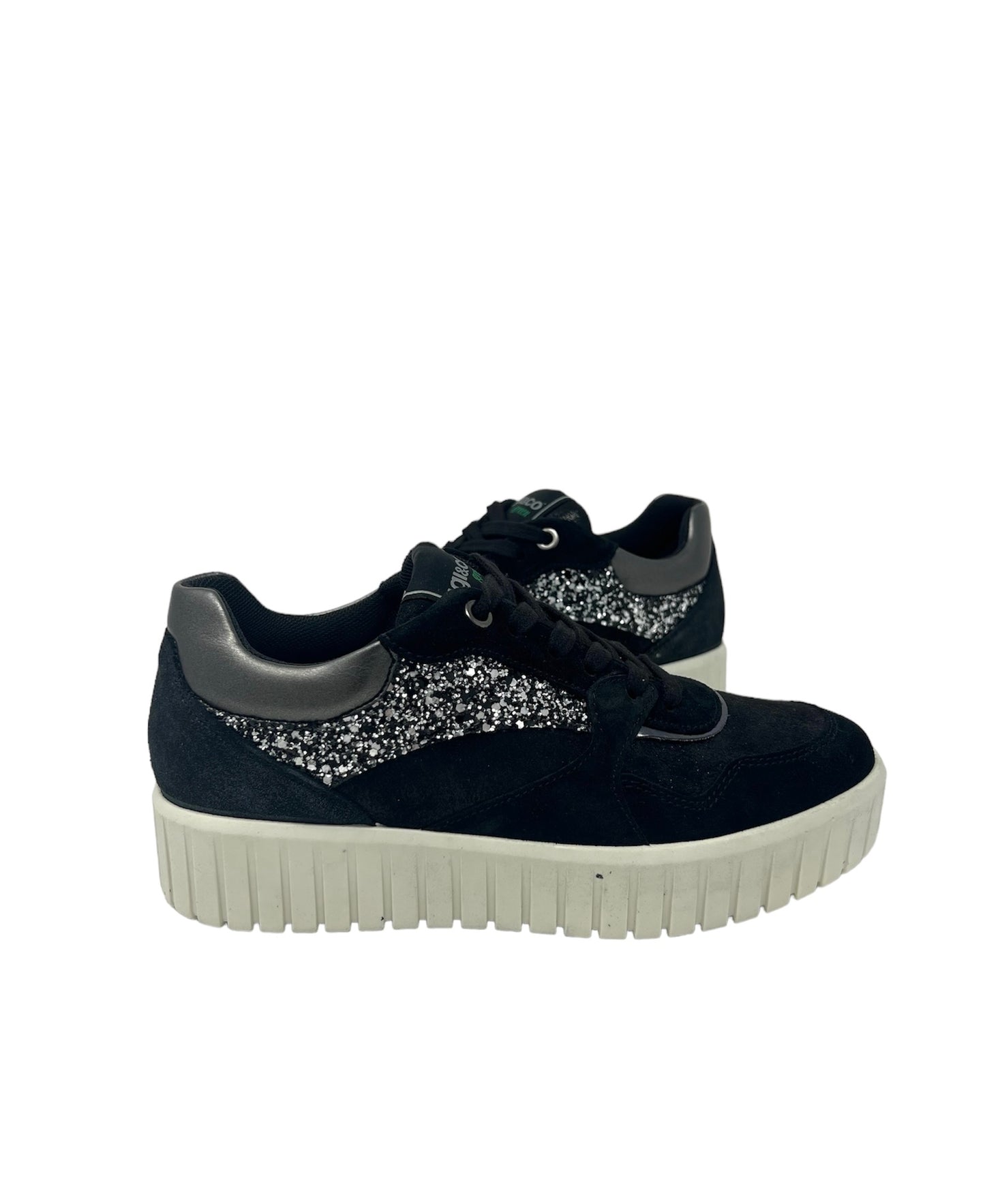 Sneakers in camoscio nero e glitter-4578700