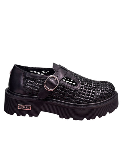 Bebè traforata in pelle nera -LW4444