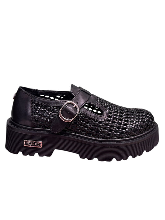 Bebè traforata in pelle nera -LW4444