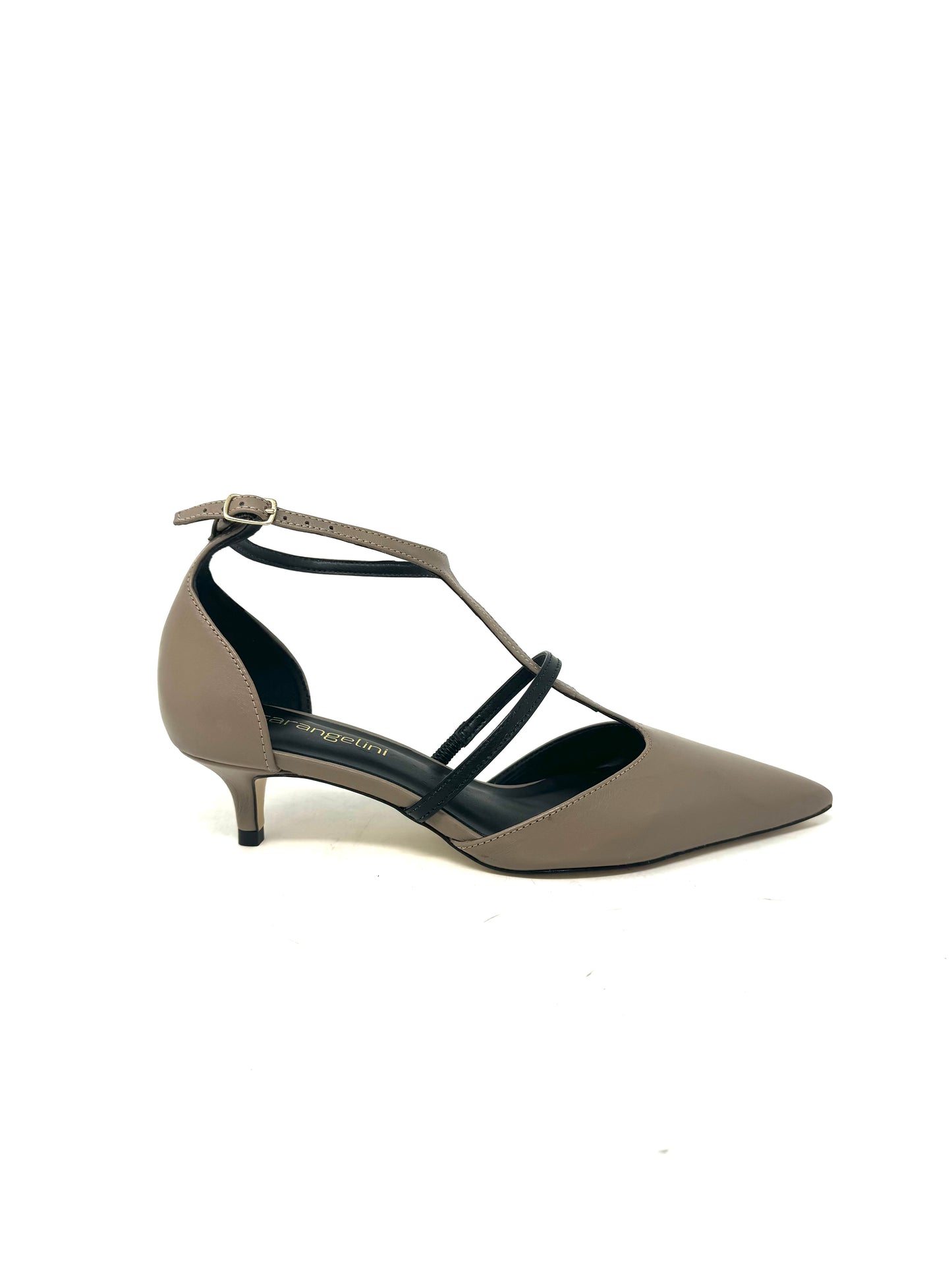 Slingback tacco 3cm cinturini incrociati taupe -2389C