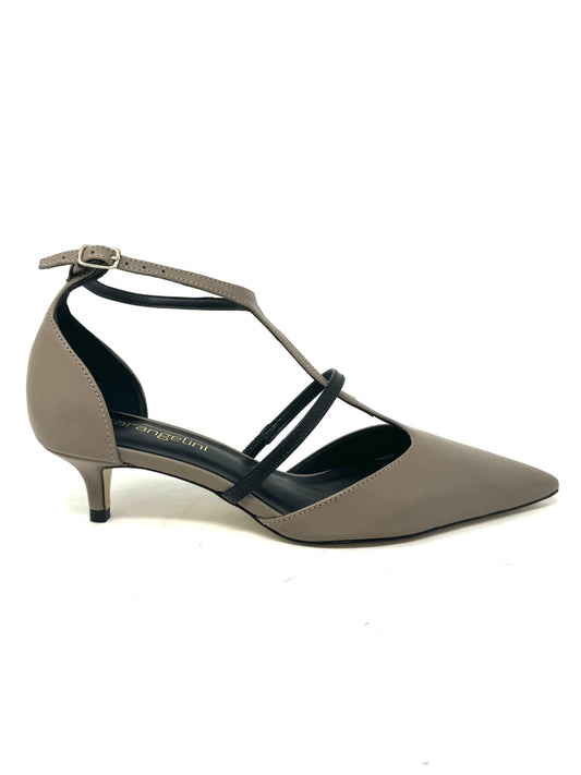 Slingback tacco 3cm cinturini incrociati taupe -2389C