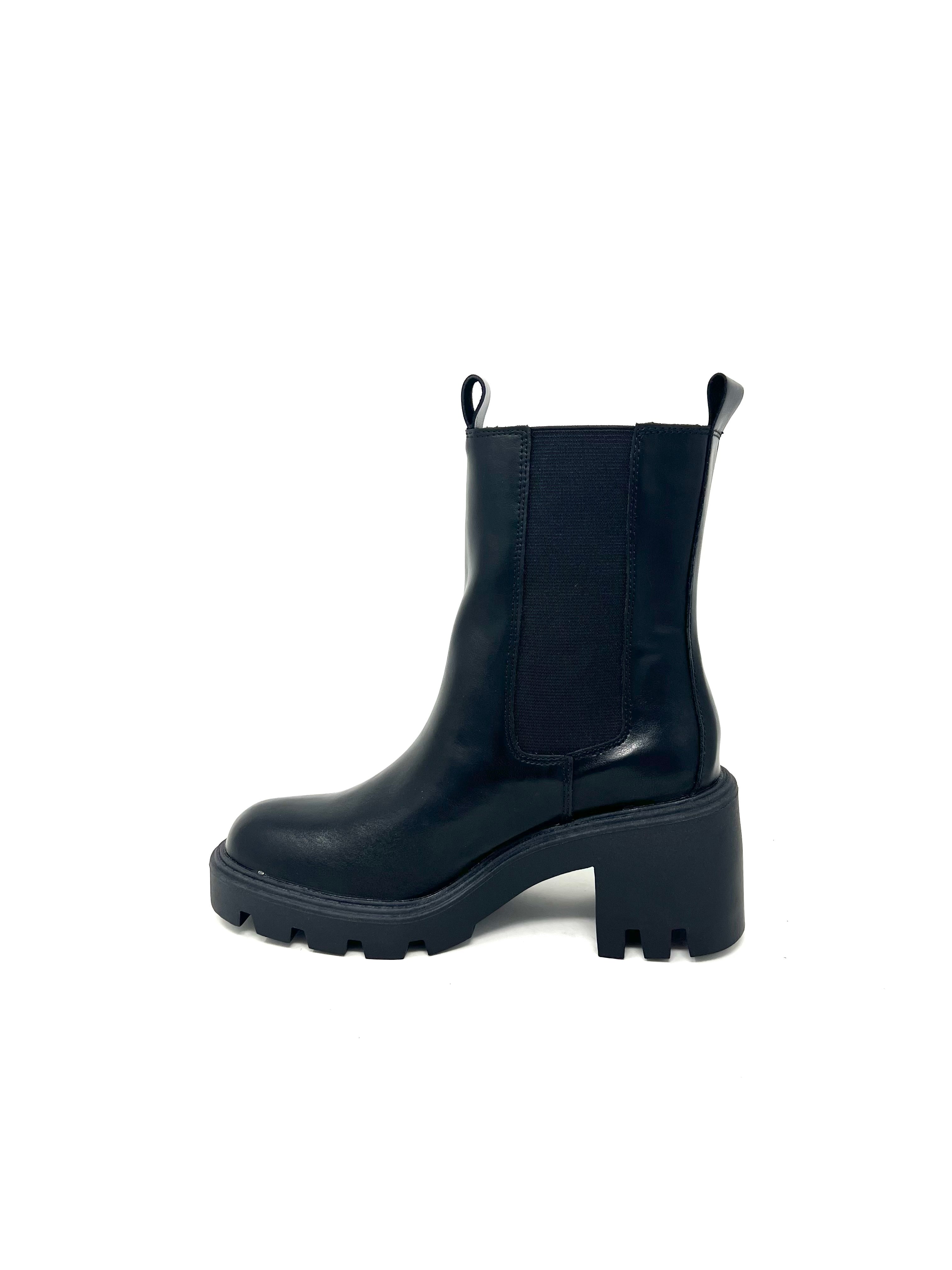 Beatles tacco chunky pelle nero-D1701AN