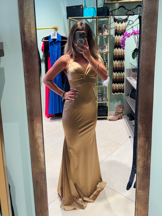 Abito elegante da cerimonia camel-2239V