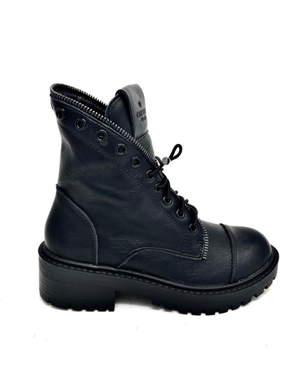 Anfibio profilo zip fondo carro pelle nero - B1901AN