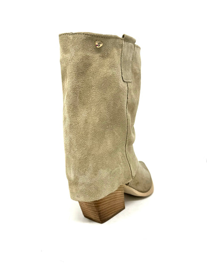 Texano 3/4 con ghetta camoscio beige -LOC250B