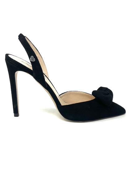 Slingback in camoscio, fiocco frontale, tacco 100mm - 695012E