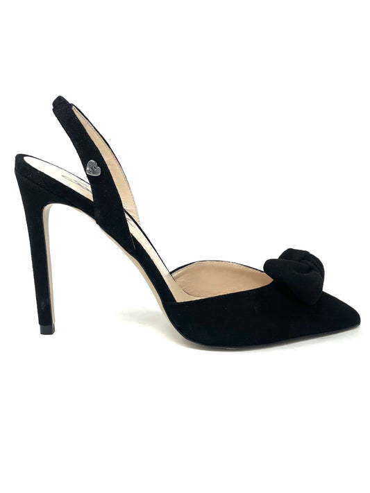 Slingback in camoscio, fiocco frontale, tacco 100mm - 695012E