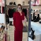 Abito lungo con scollo rosso india