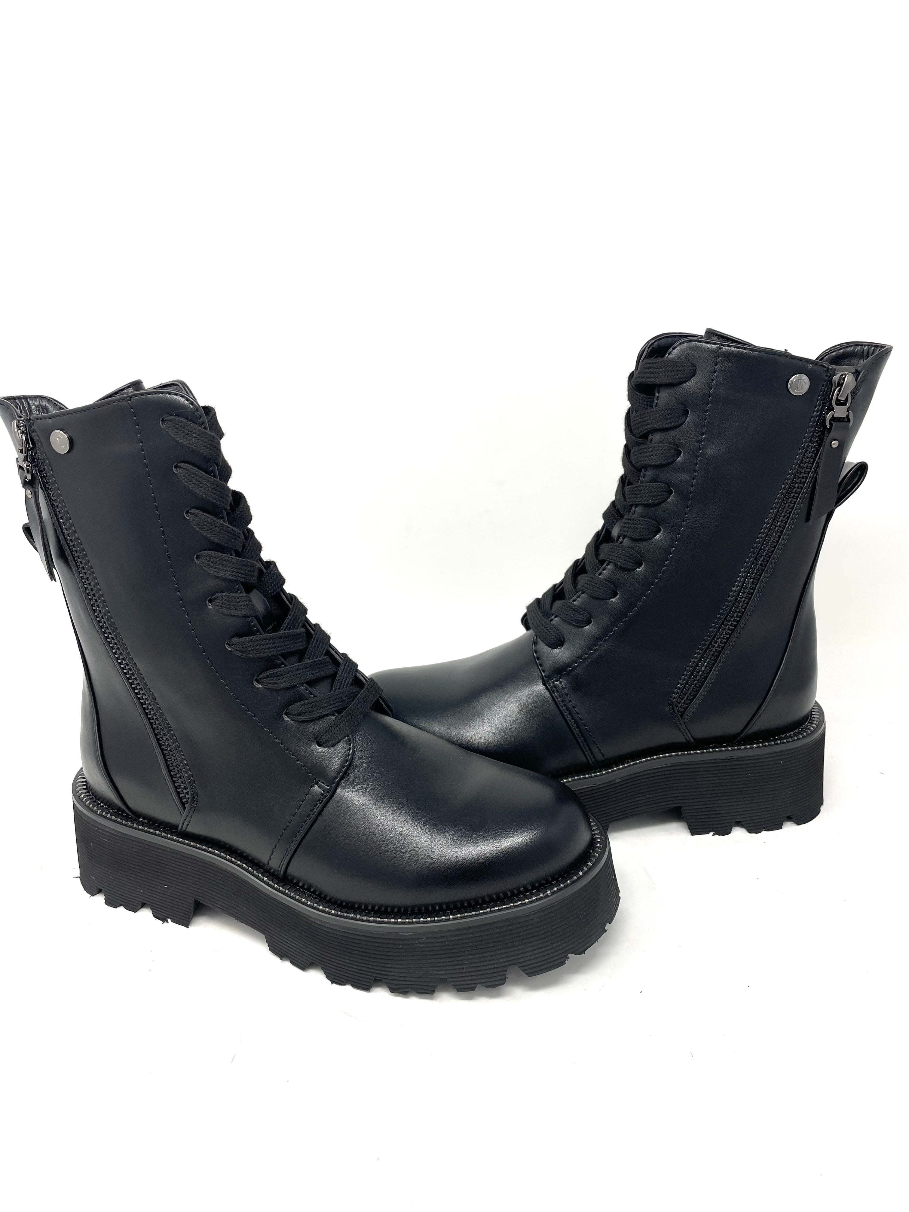 Anfibio lacci e zip laterale nero -872