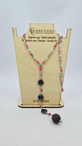 Collana in argento 925 con pietre naturali tormalina ematite bianca v_901