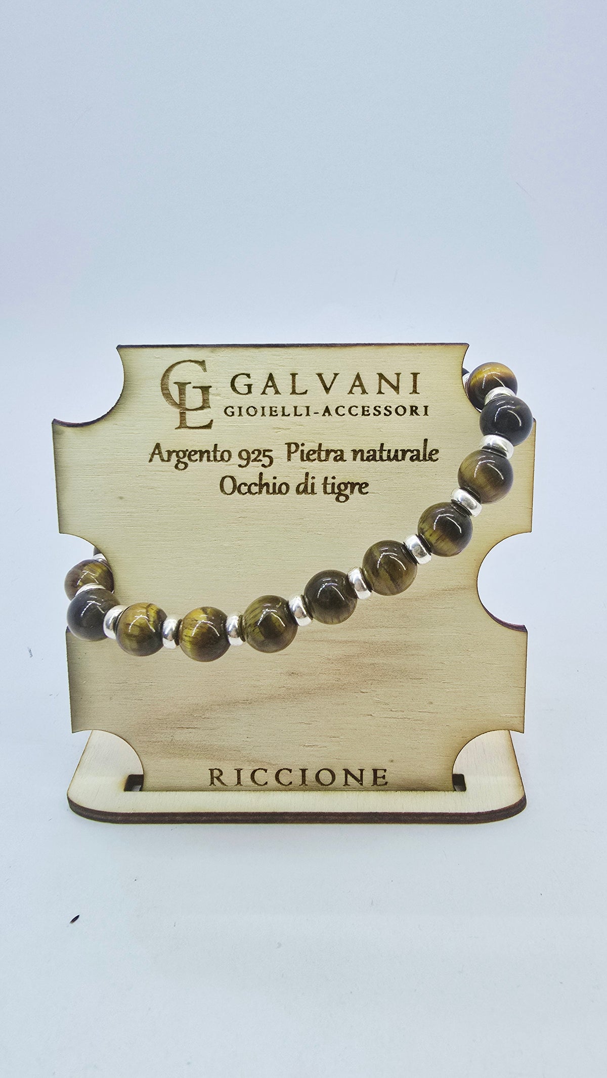 Bracciale argento 925 pietra naturale occhio di tigre v_928