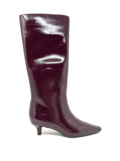 Stivale kitten heels borgogna lucido -GY439