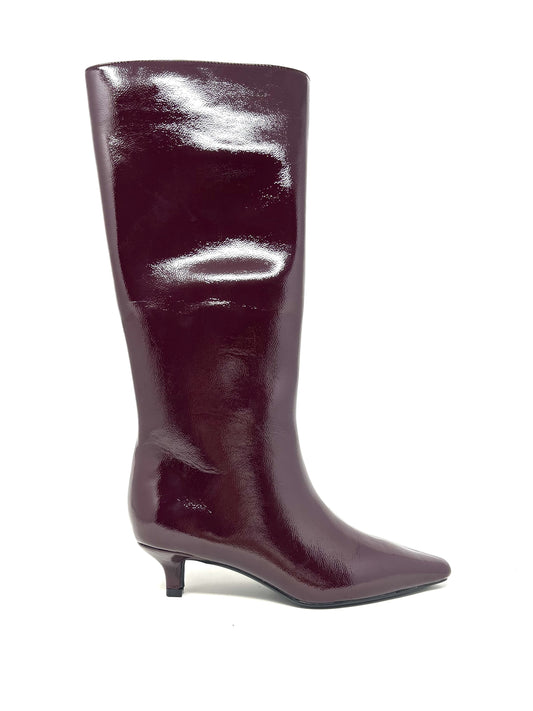 Stivale kitten heels borgogna lucido -GY439