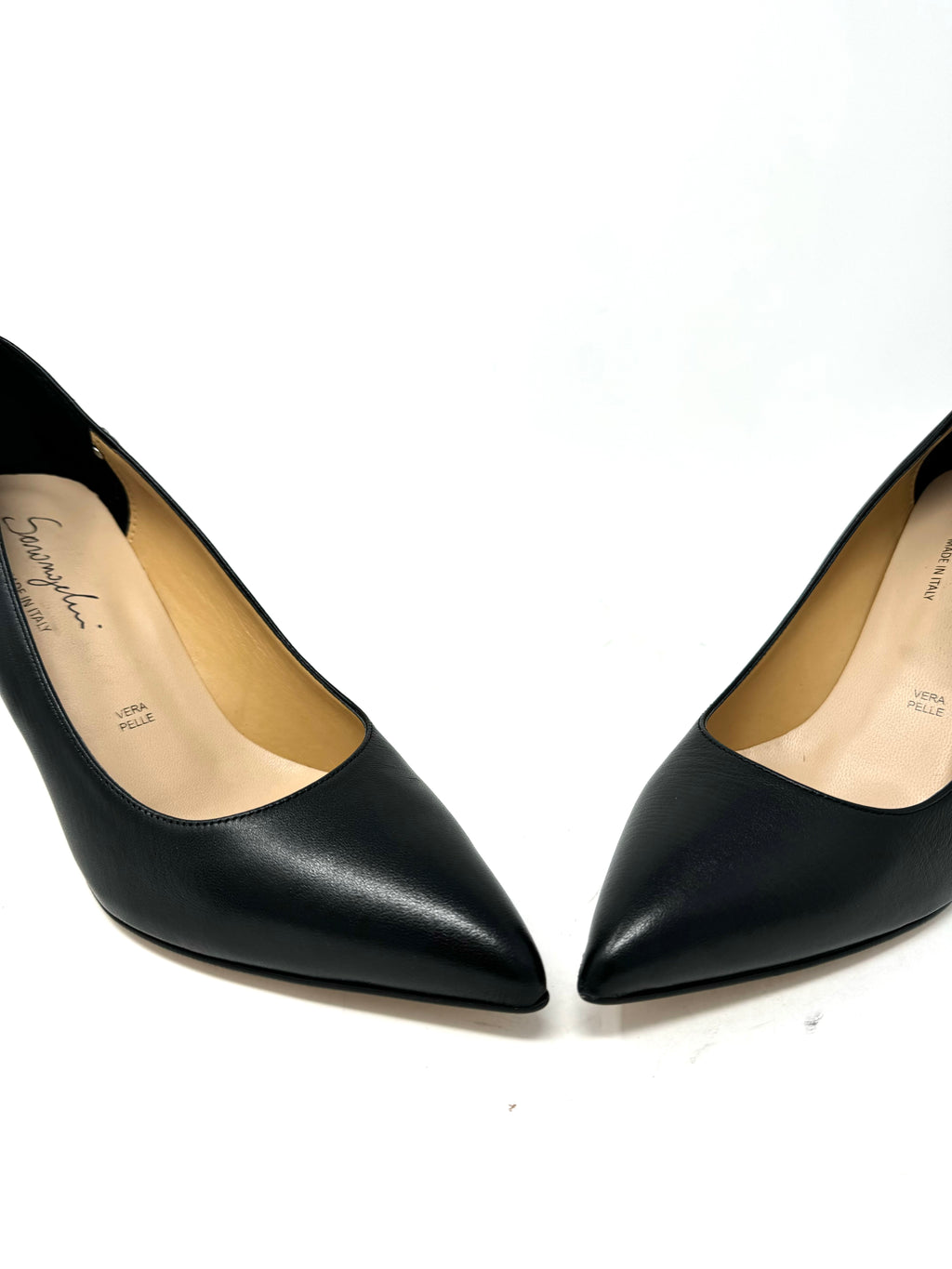 Décolleté in pelle nero tacco 7 cm -8301NE