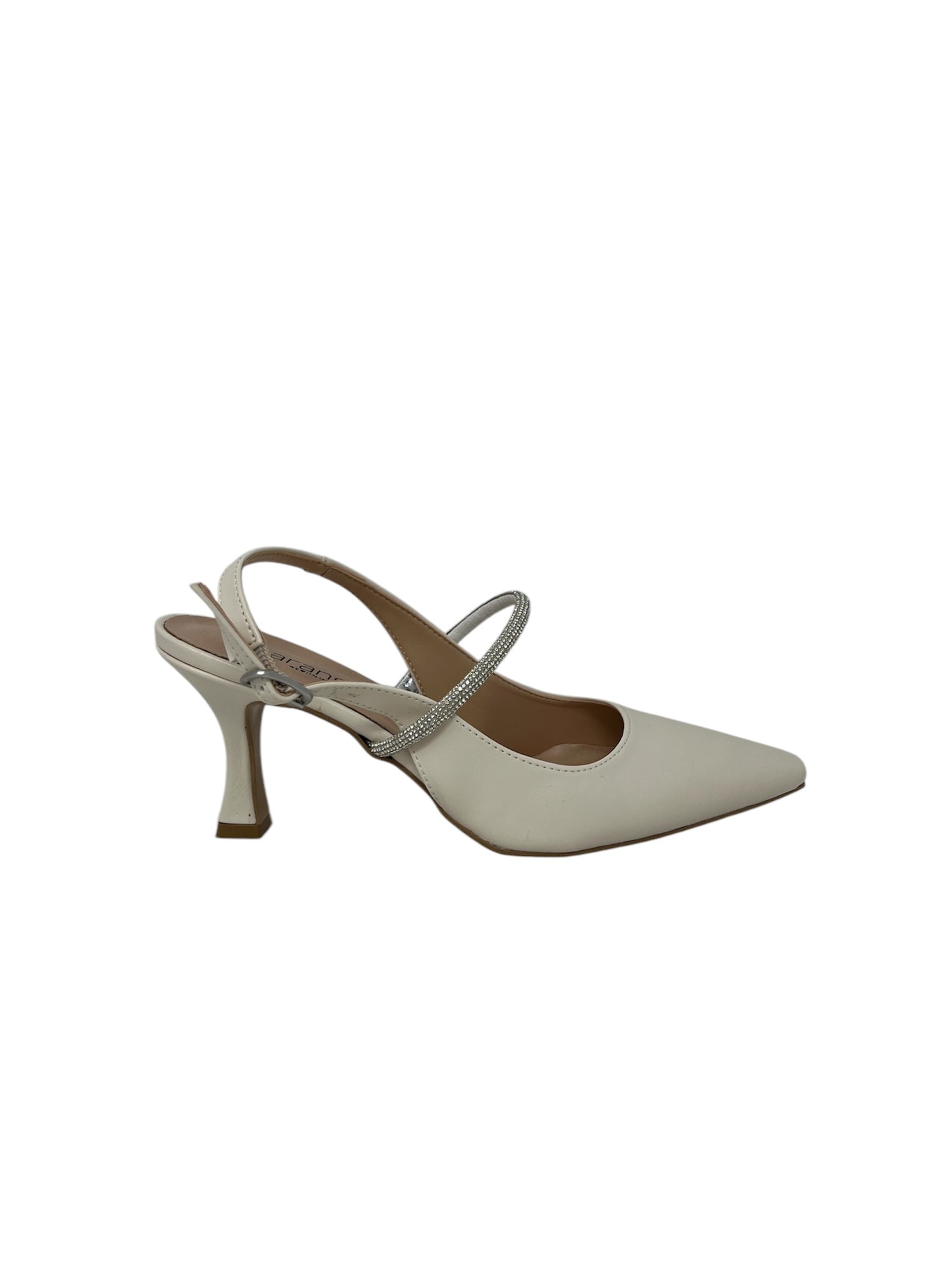 Decollete' slingback T7 con fascia strass colore burro - 8330BUR