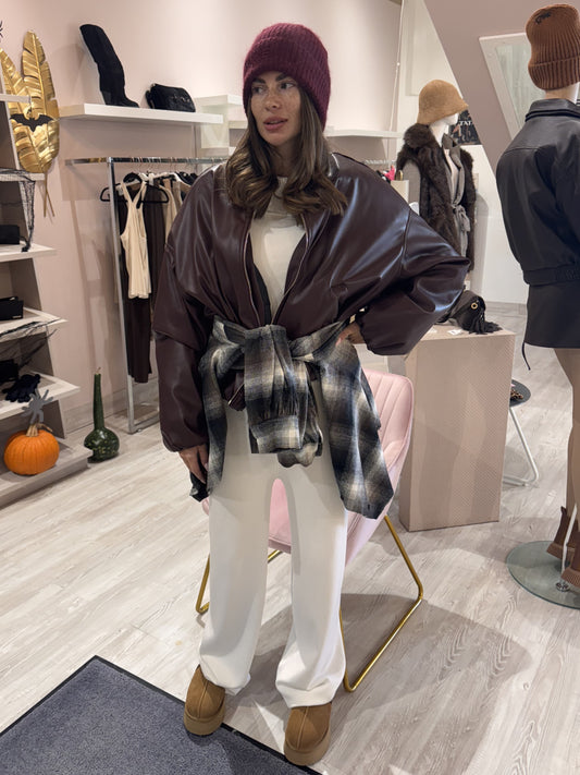 Bomber ecopelle bordeaux