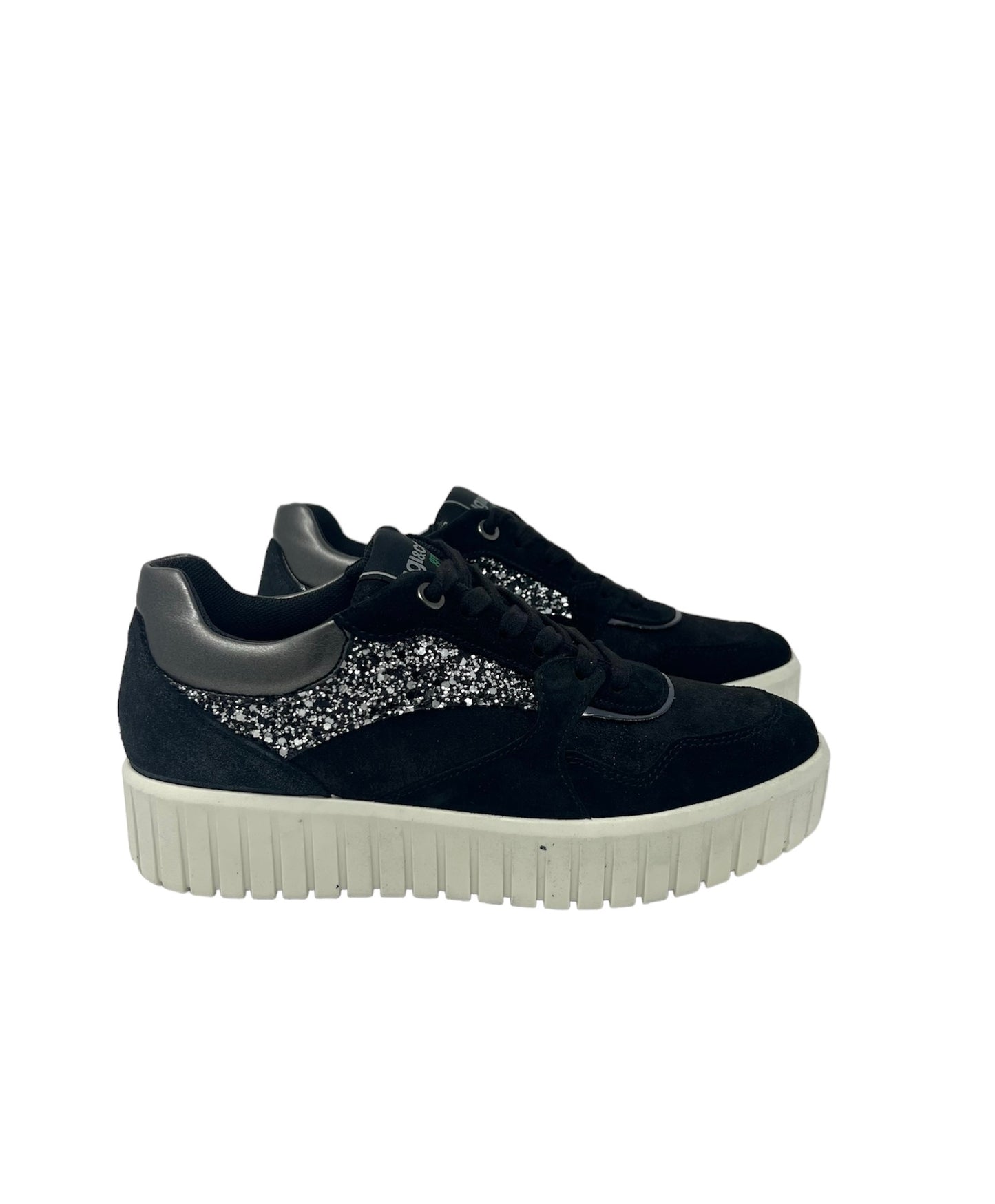 Sneakers in camoscio nero e glitter-4578700