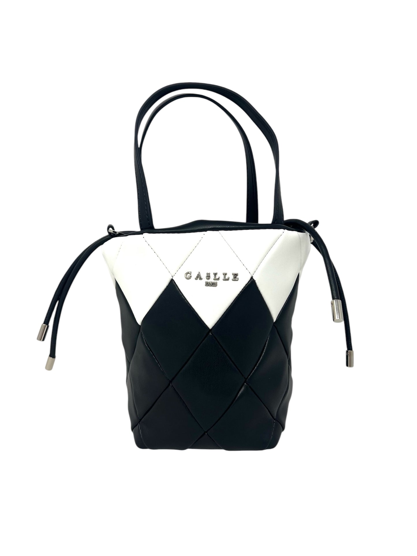 Mini bucket bag matelassè a rombi e logo in metallo- GAACW02147