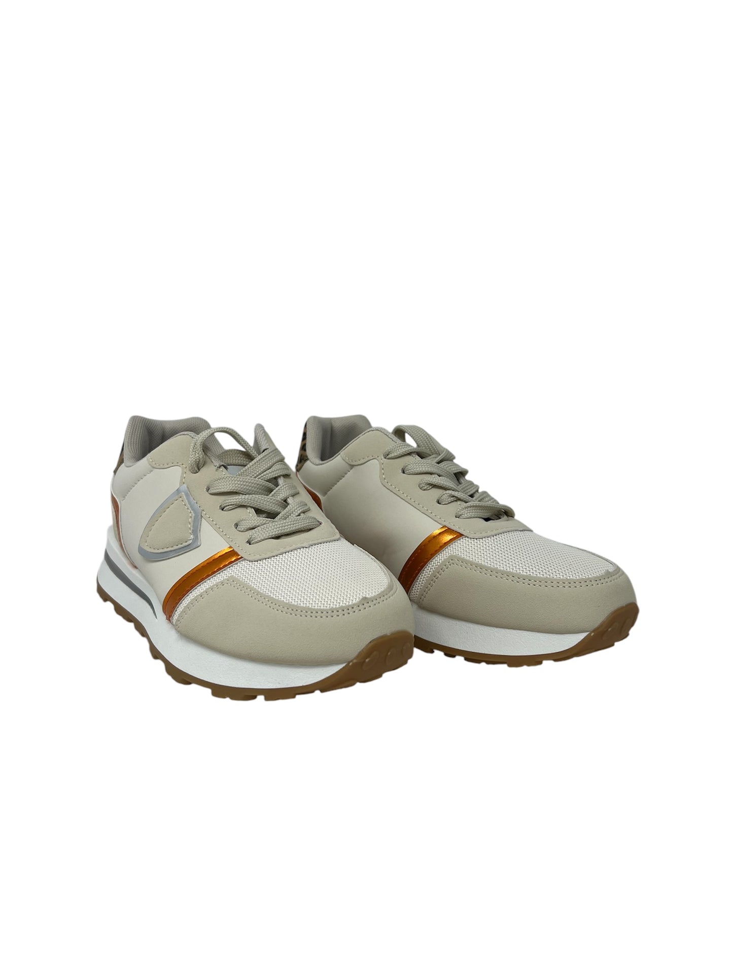 Sneakers tessuto beige tallonetta maculata -SD9486