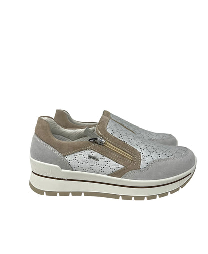 Slip on zip laterale scamosciata metal cristal argento - 566204C