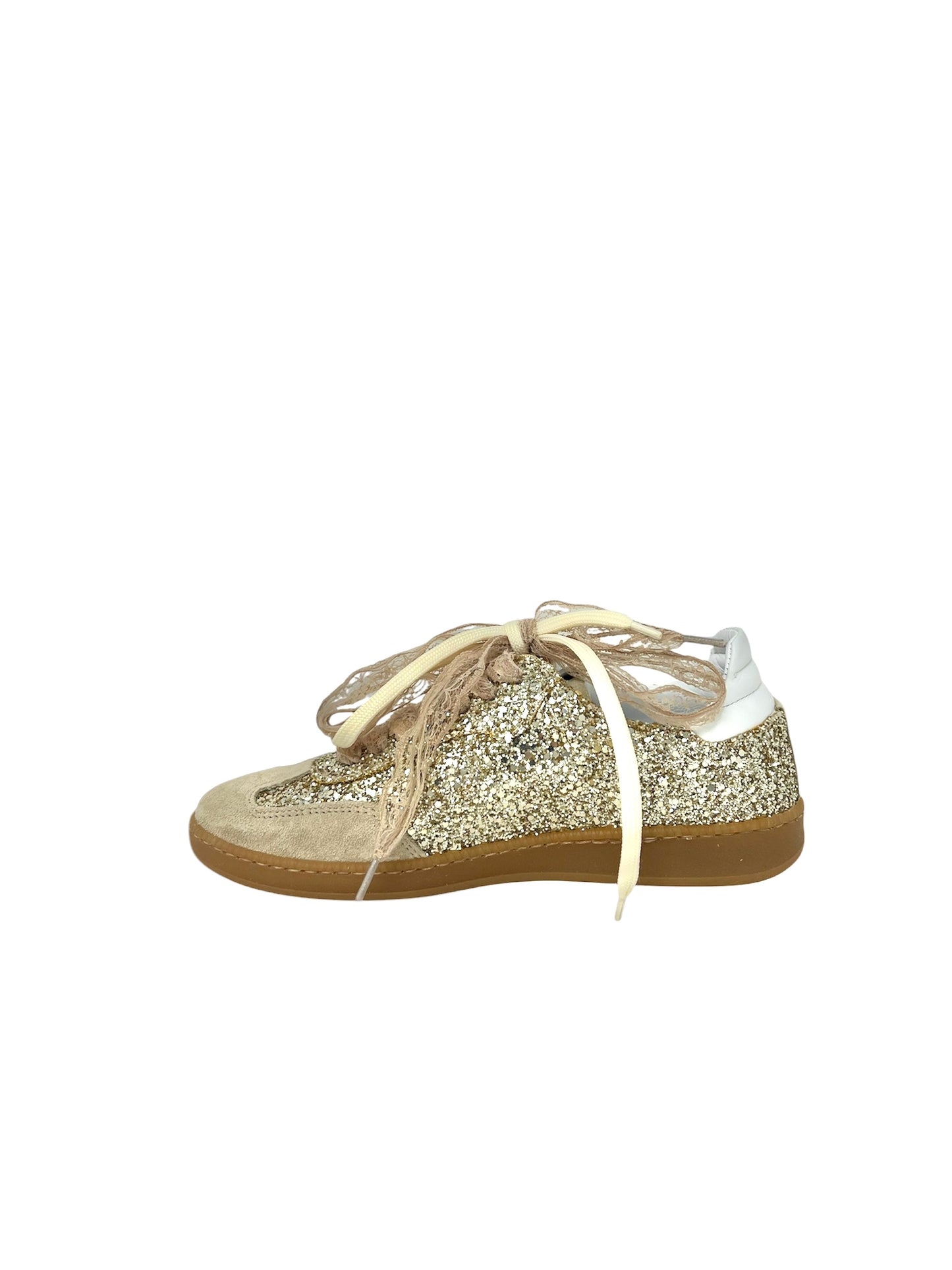 Sneakers gold doppio laccio in pizzo -526PR