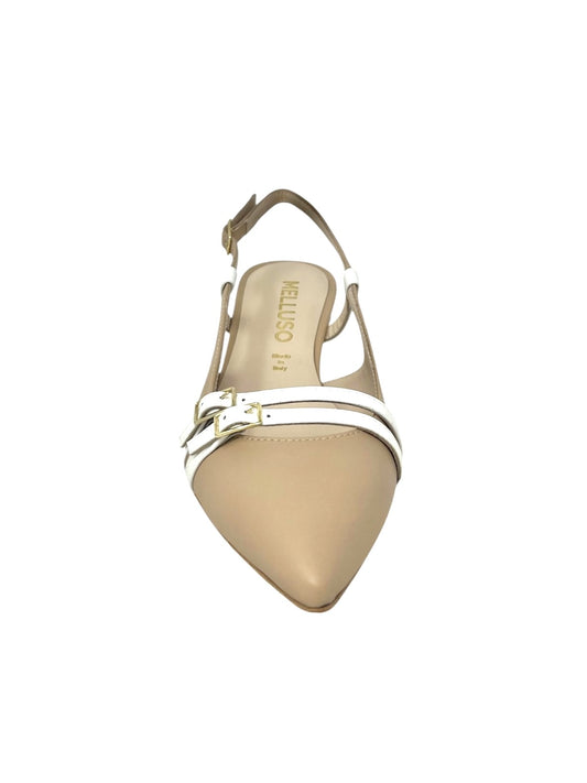 Slingback in nappa beige/bianca -E1690