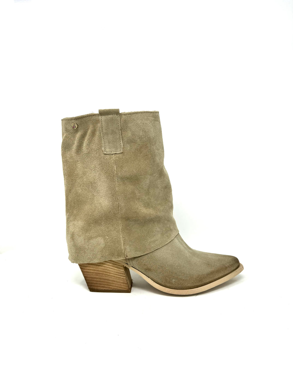 Texano 3/4 con ghetta camoscio beige -LOC250B