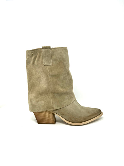 Texano 3/4 con ghetta camoscio beige -LOC250B