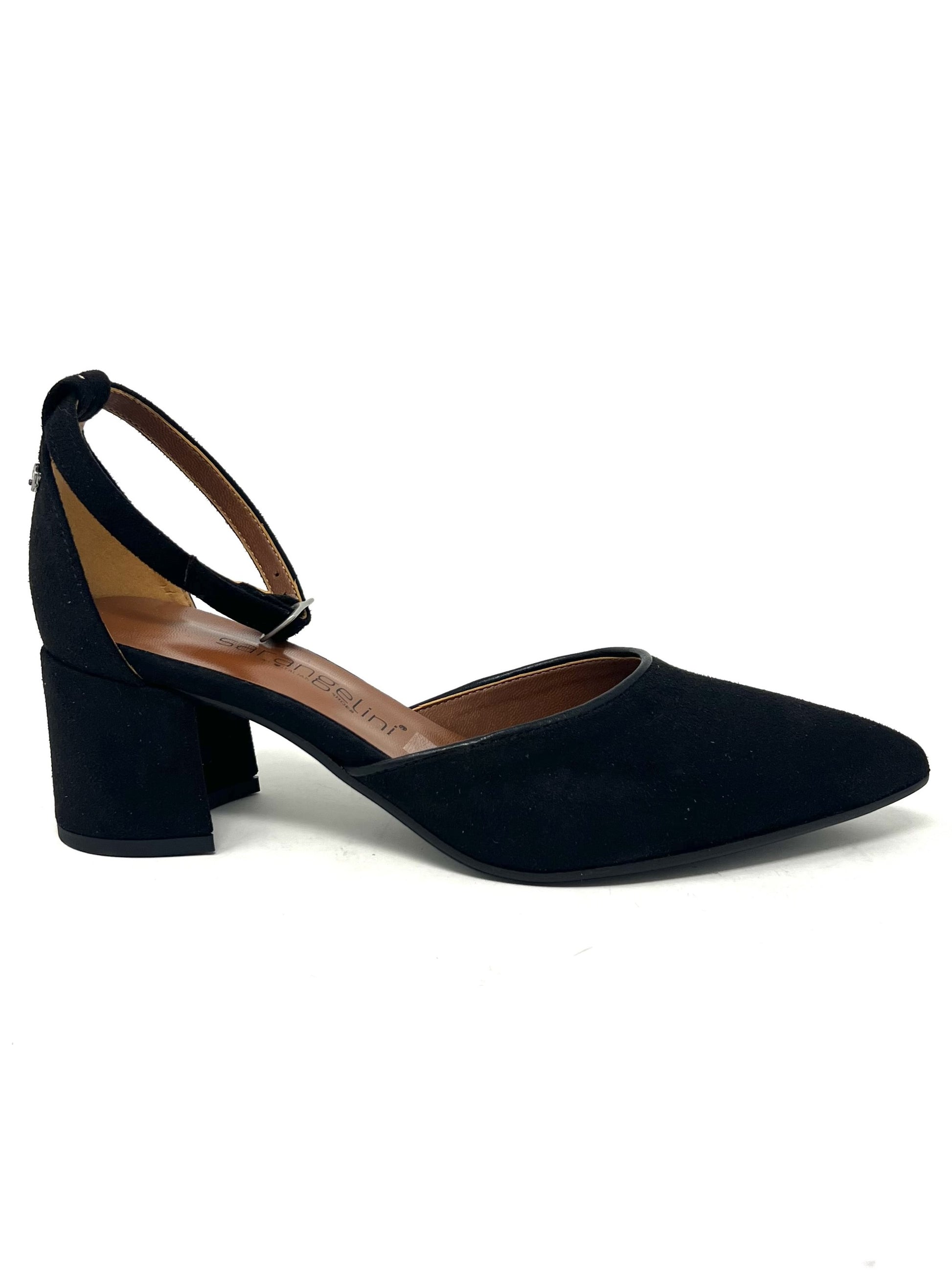 Decolletè nero microfibra tacco quadrato -I206N – Sarangelini