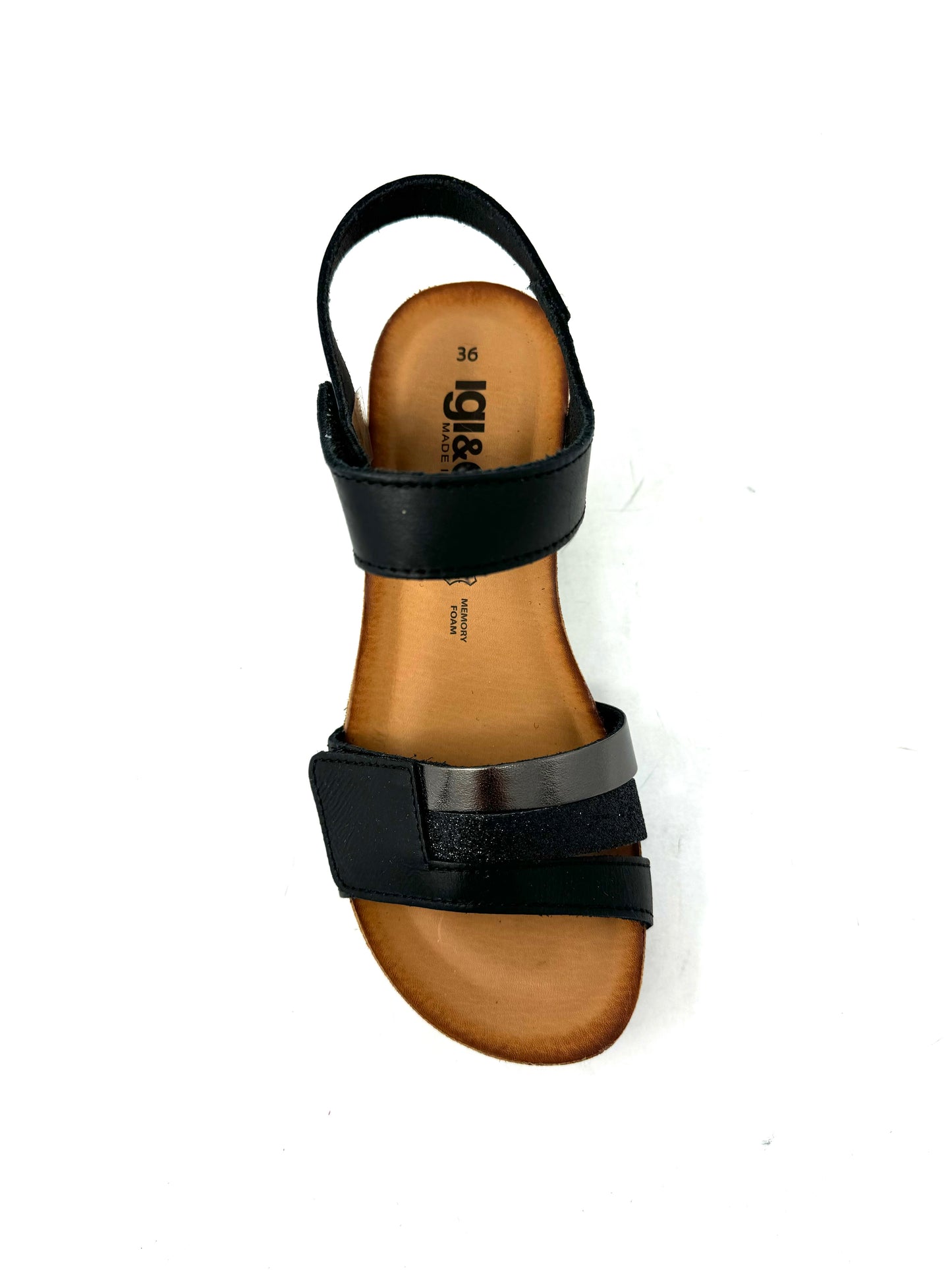 Sandalo zeppa in pelle nero - 5699000