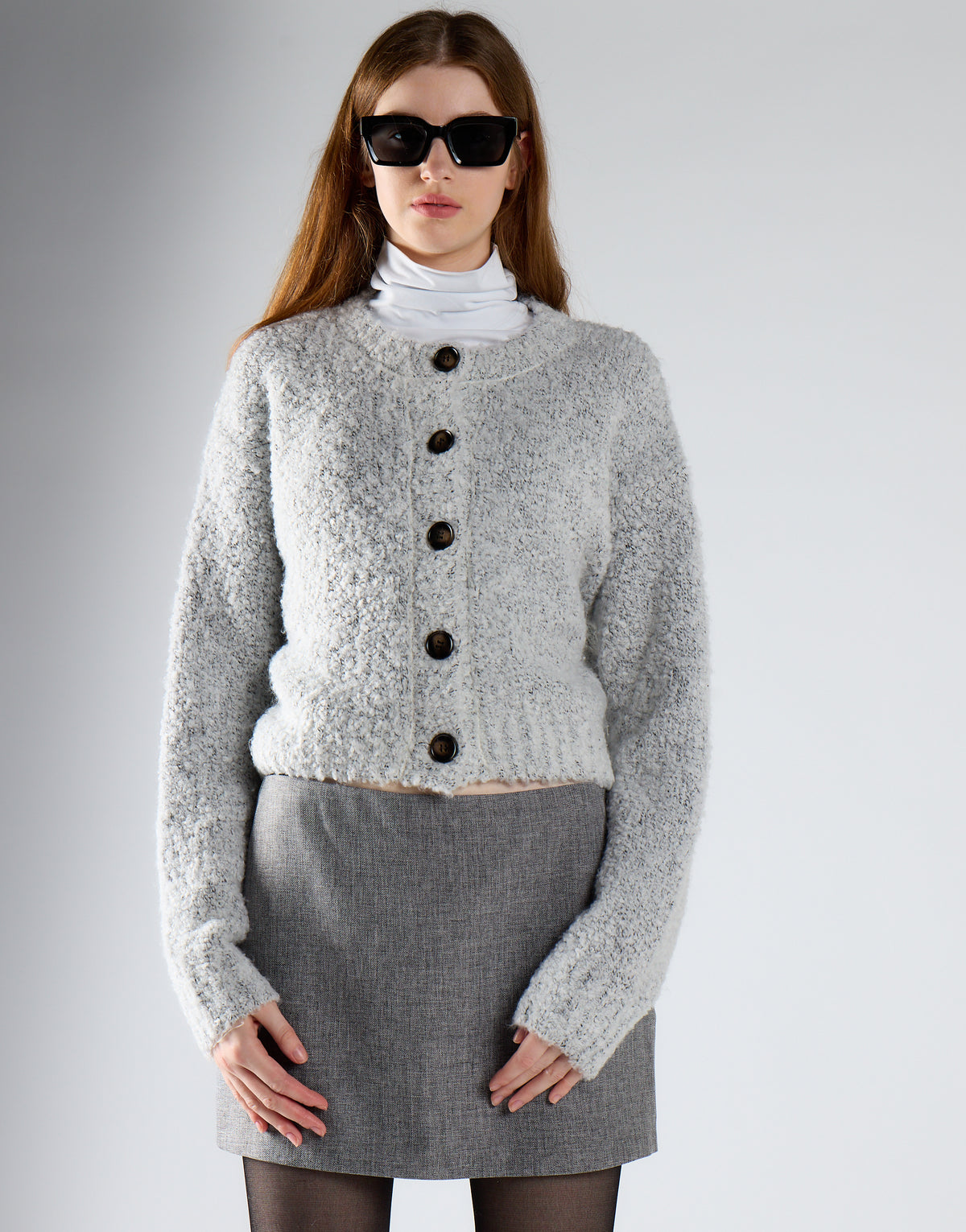 Cardigan bianco con bottoni V_GLA0520