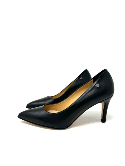 Décolleté in pelle nero tacco 7 cm -8301NE