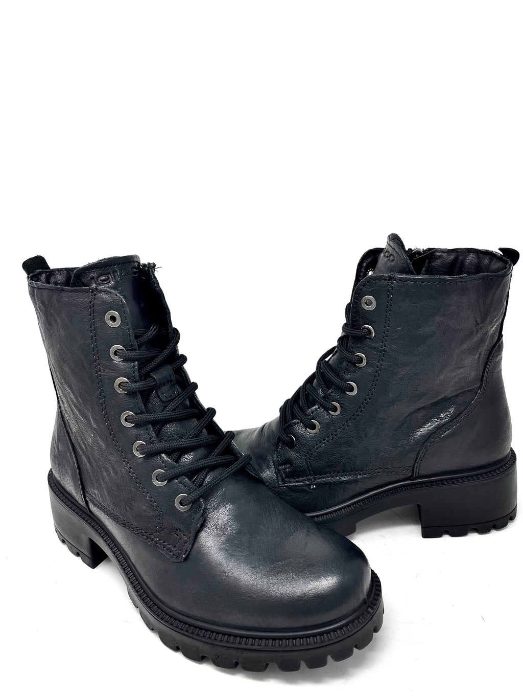 Anfibio in pelle effetto vintage nero -4663500