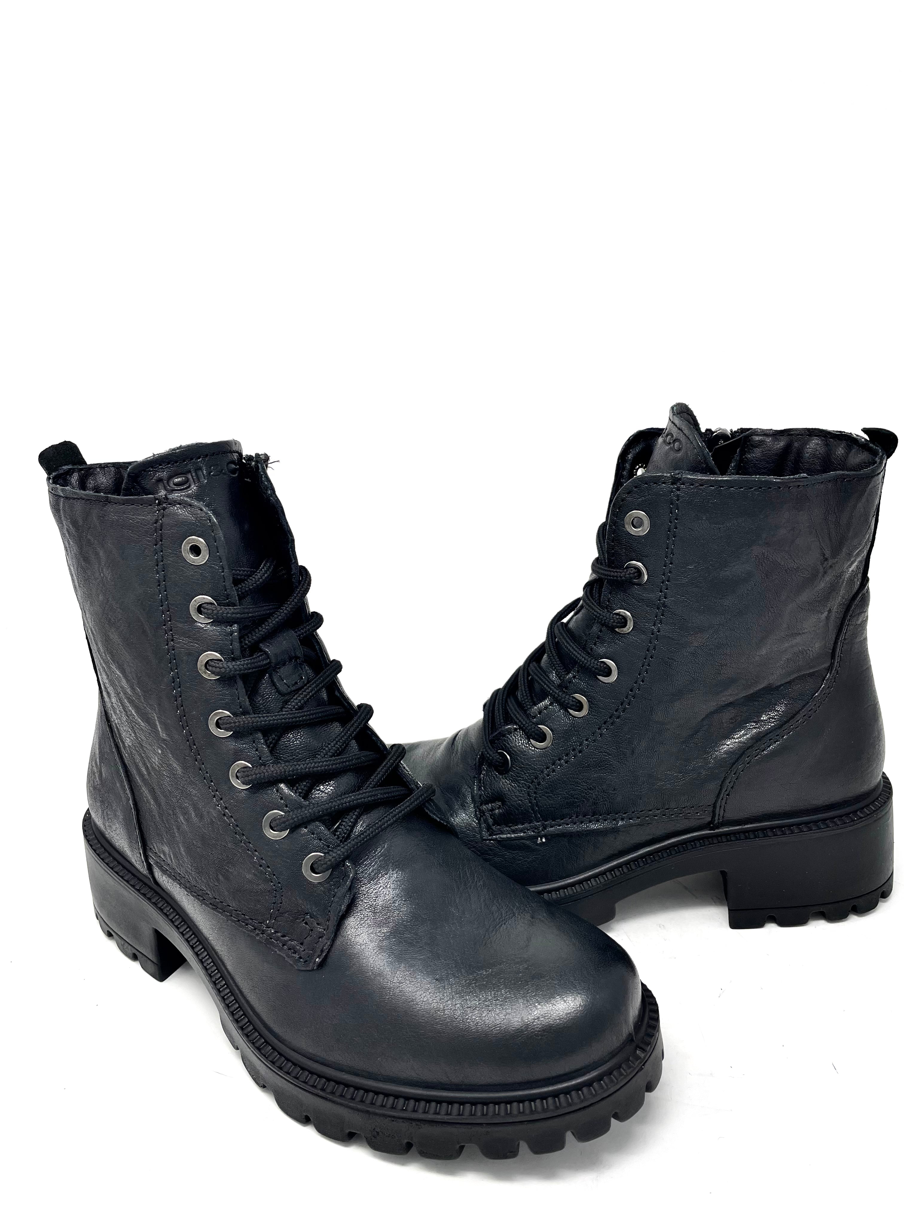 Anfibio in pelle effetto vintage nero -4663500