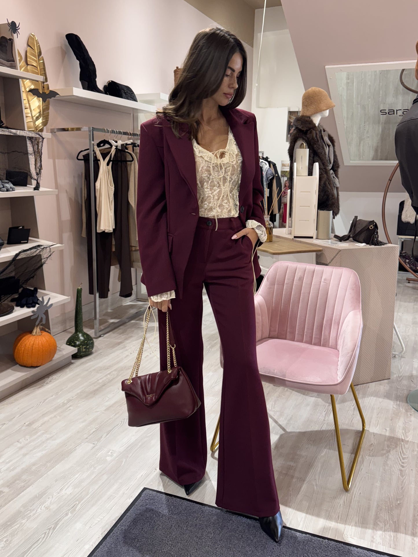 Tailleur bordeaux slim