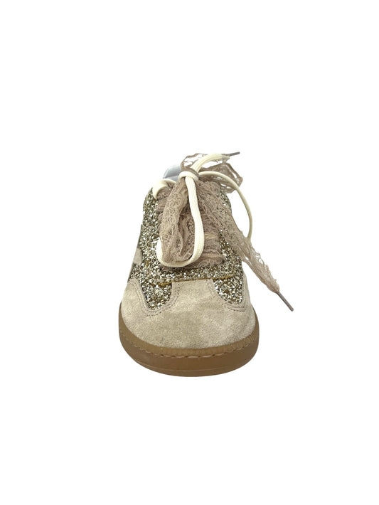 Sneakers gold doppio laccio in pizzo -526PR