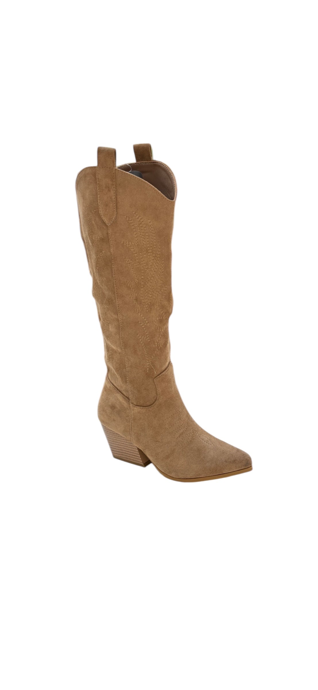 Texano eco camoscio beige tacco a cono -A9503CA