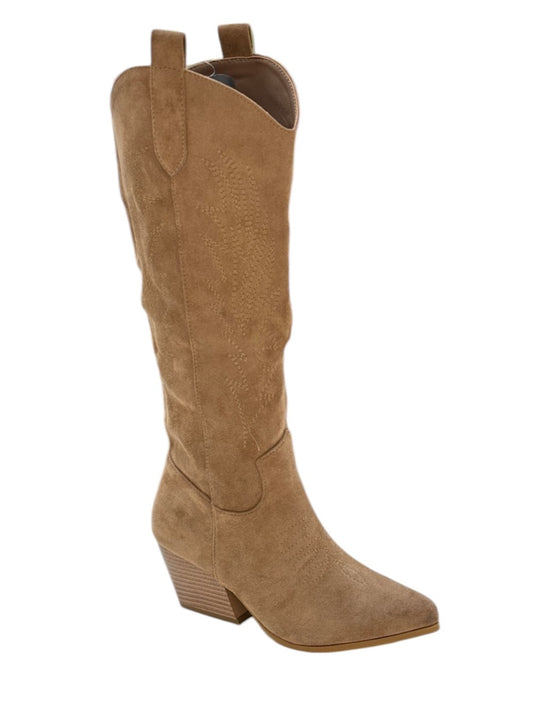Texano eco camoscio beige tacco a cono -A9503CA