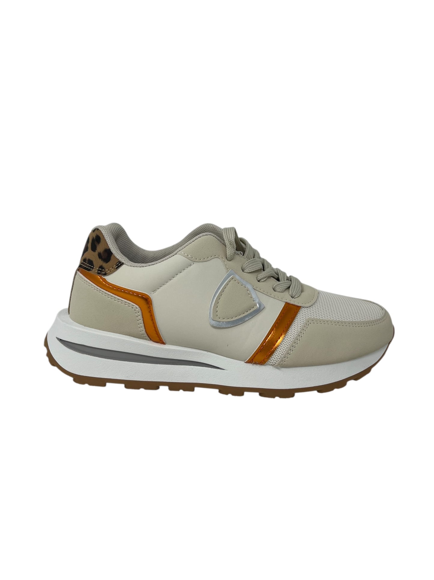 Sneakers tessuto beige tallonetta maculata -SD9486