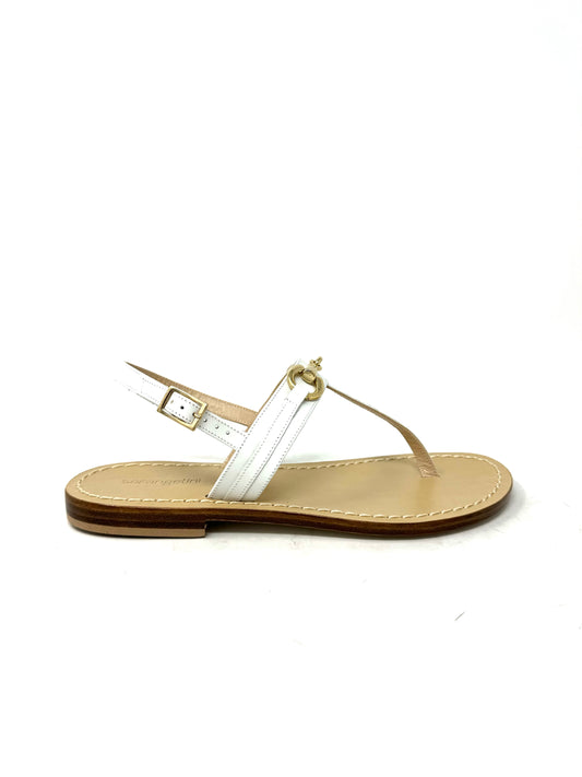 Sandalo infradito accessorio morsetto pelle bianco -DA2122B