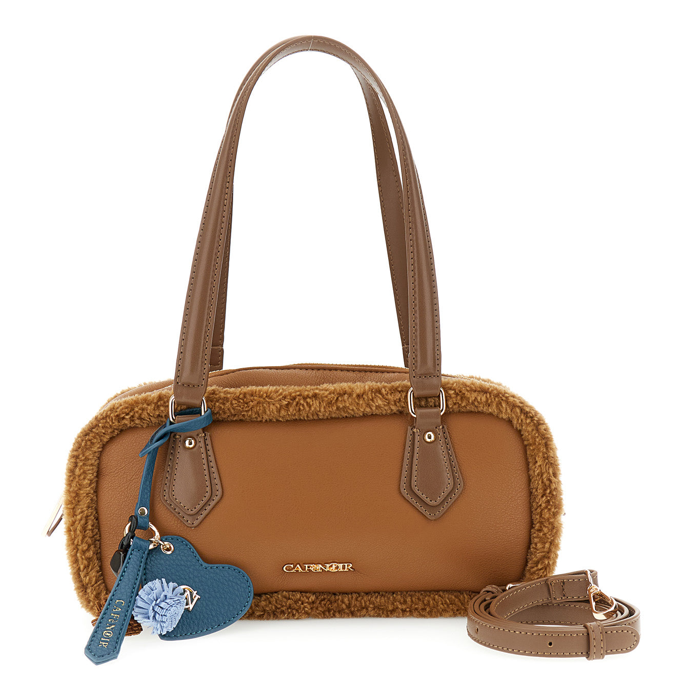 Borsa bauletto con manici inserto ecofur - V_NF1133