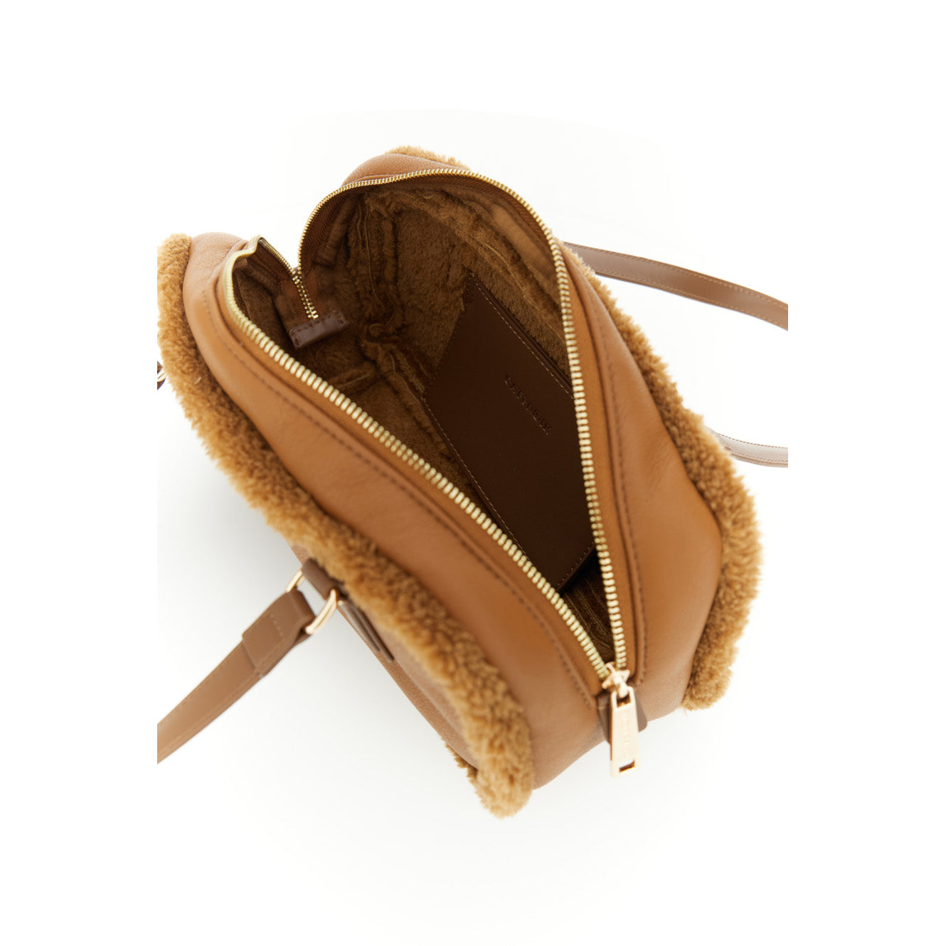 Borsa bauletto con manici inserto ecofur - V_NF1133
